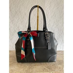 Vtg Coach Hampton black Legacy leather medium tote shoulder bag handbag 7555